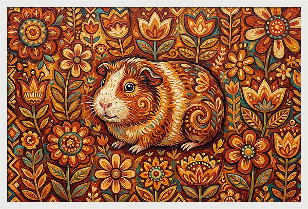 Guinea Pig In Floral Wonderland