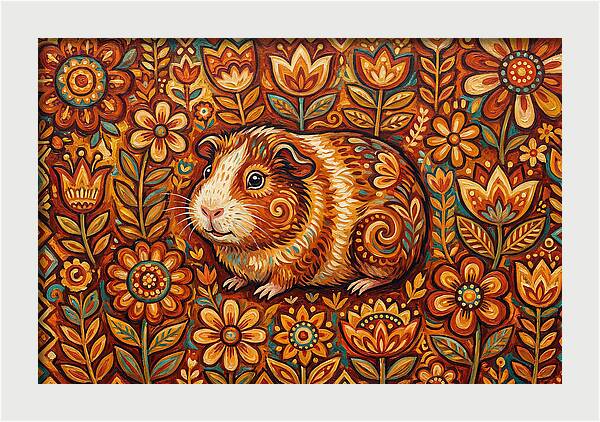 Guinea Pig In Floral Wonderland