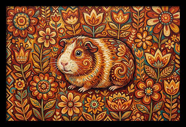 Guinea Pig In Floral Wonderland