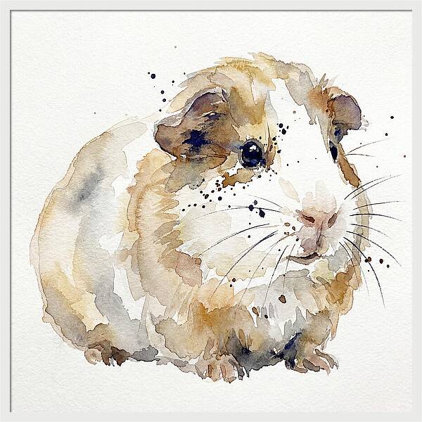 Guinea Pig Watercolor Portrait