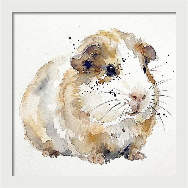 Guinea Pig Watercolor Portrait