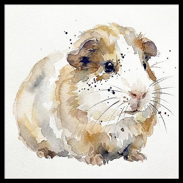 Guinea Pig Watercolor Portrait
