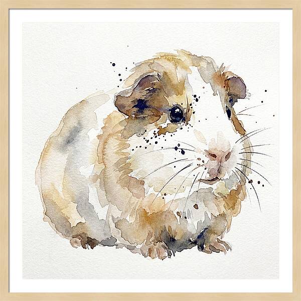 Guinea Pig Watercolor Portrait
