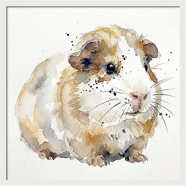Guinea Pig Watercolor Portrait