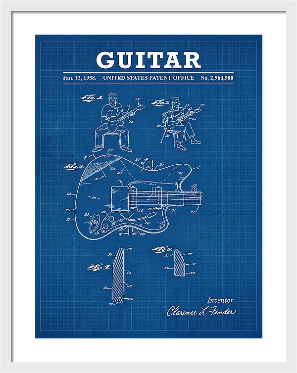 Guitar Fender Jazzmaster Blueprint Patent Us2960900a