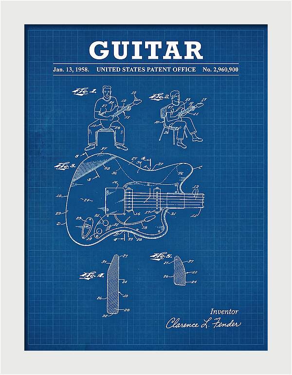Guitar Fender Jazzmaster Blueprint Patent Us2960900a