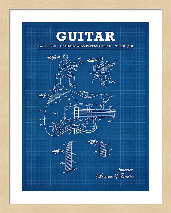 Guitar Fender Jazzmaster Blueprint Patent Us2960900a