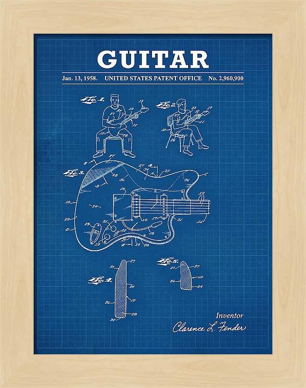 Guitar Fender Jazzmaster Blueprint Patent Us2960900a