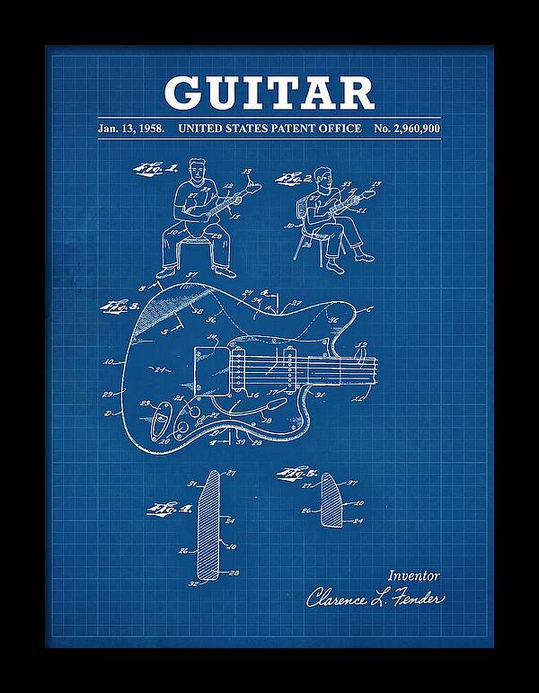 Guitar Fender Jazzmaster Blueprint Patent Us2960900a