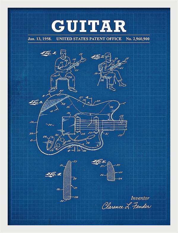 Guitar Fender Jazzmaster Blueprint Patent Us2960900a