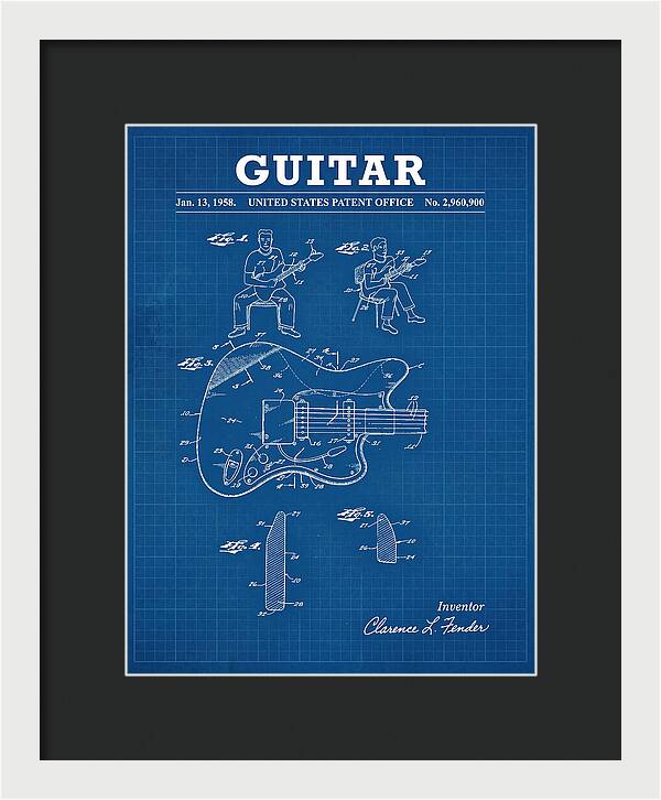 Guitar Fender Jazzmaster Blueprint Patent Us2960900a