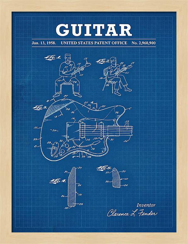 Guitar Fender Jazzmaster Blueprint Patent Us2960900a
