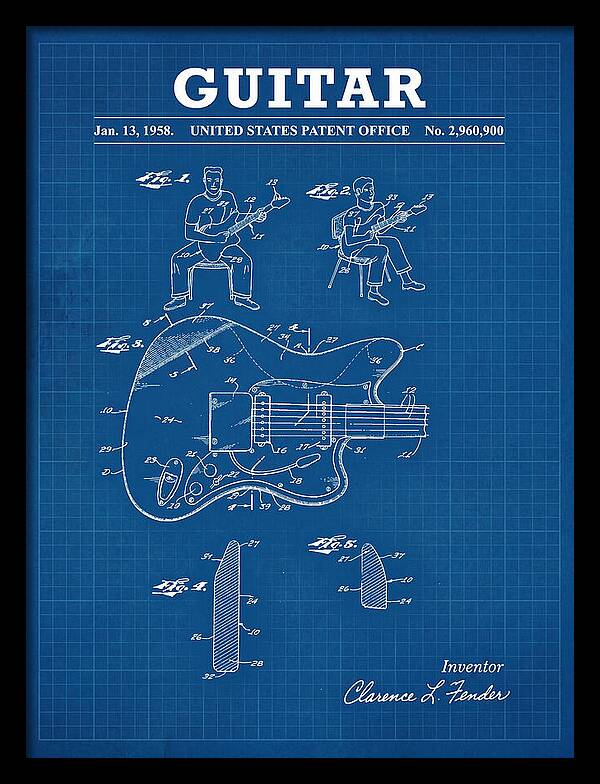 Guitar Fender Jazzmaster Blueprint Patent Us2960900a