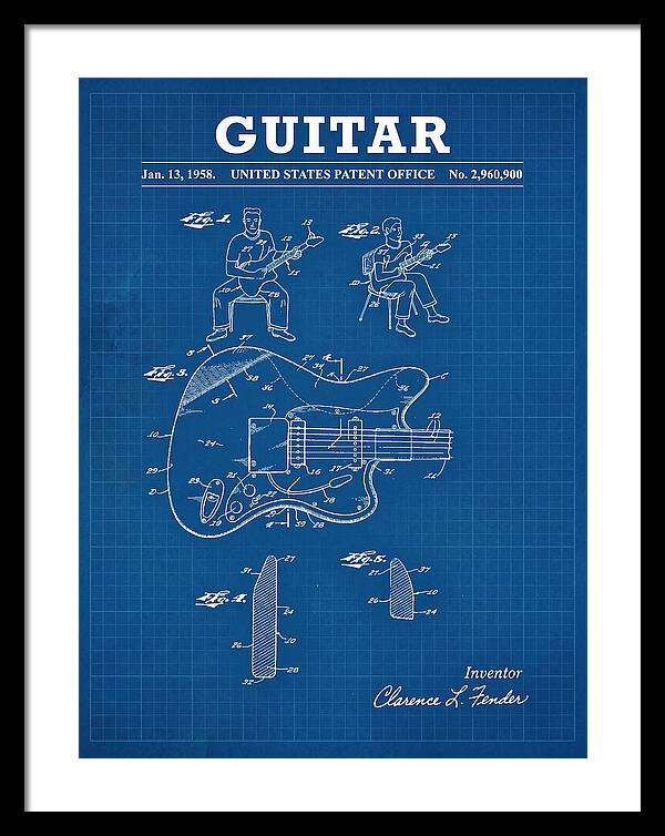 Guitar Fender Jazzmaster Blueprint Patent Us2960900a