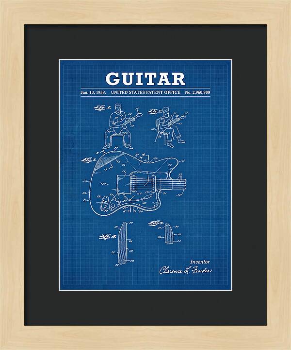 Guitar Fender Jazzmaster Blueprint Patent Us2960900a