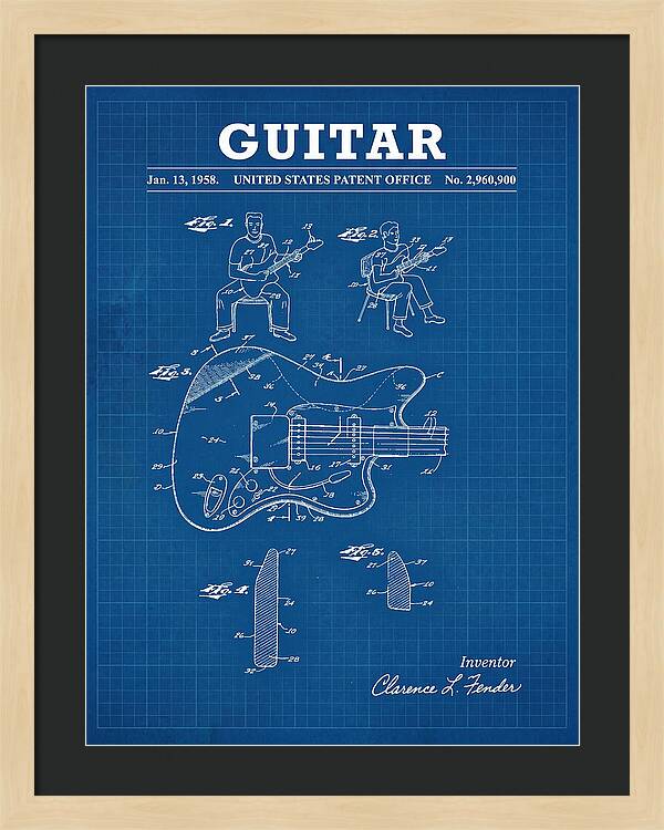 Guitar Fender Jazzmaster Blueprint Patent Us2960900a
