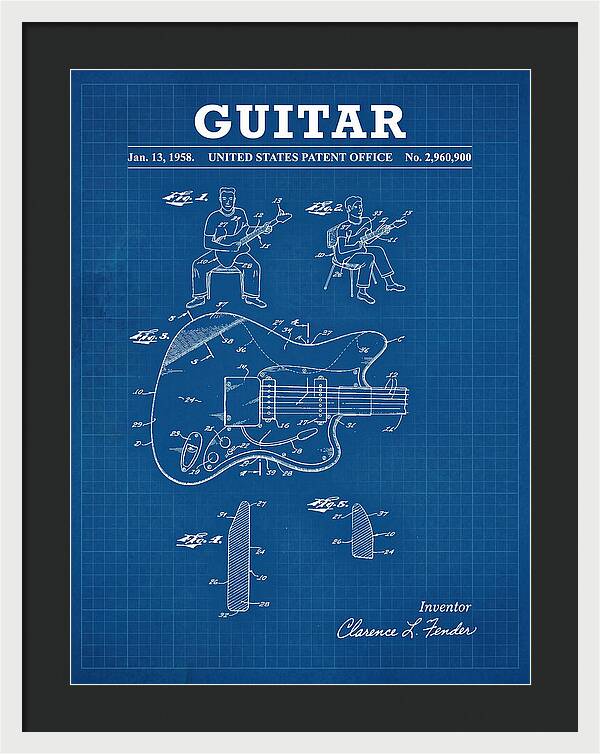 Guitar Fender Jazzmaster Blueprint Patent Us2960900a