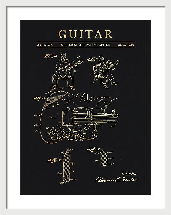 Guitar Fender Jazzmaster Gold Patent Us2960900a