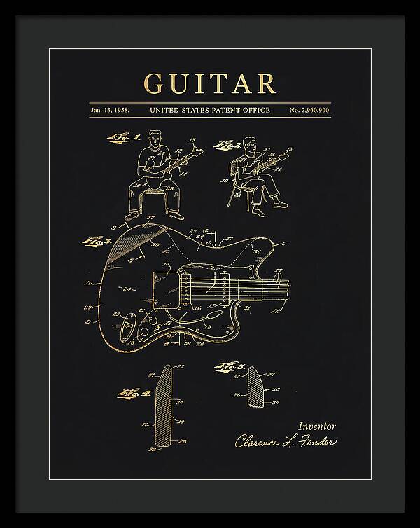 Guitar Fender Jazzmaster Gold Patent Us2960900a