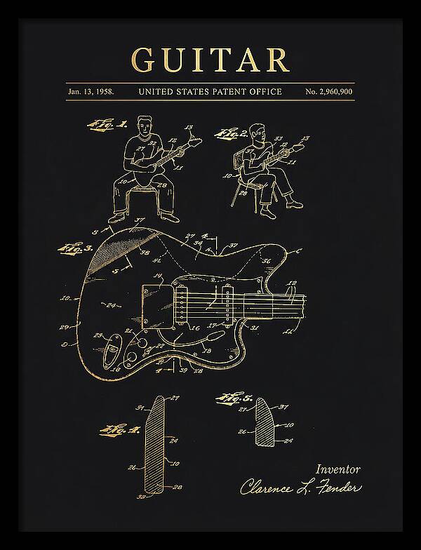 Guitar Fender Jazzmaster Gold Patent Us2960900a