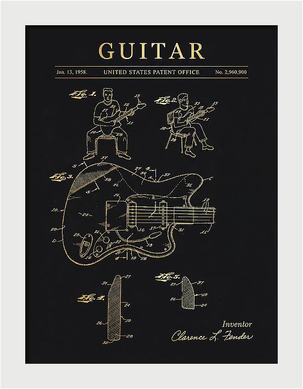 Guitar Fender Jazzmaster Gold Patent Us2960900a
