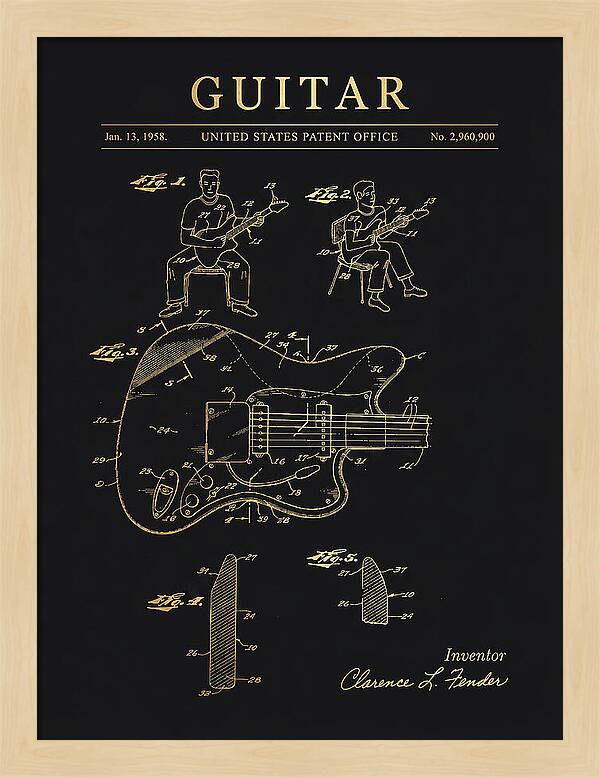 Guitar Fender Jazzmaster Gold Patent Us2960900a