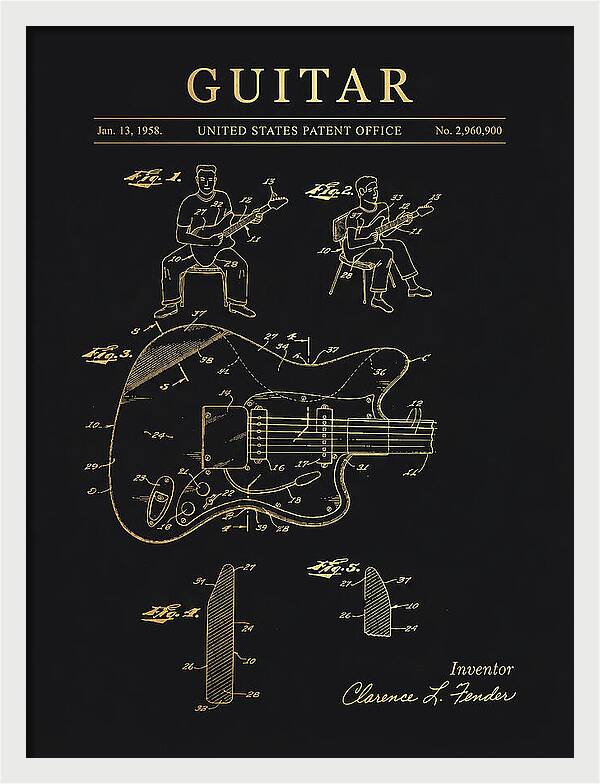 Guitar Fender Jazzmaster Gold Patent Us2960900a