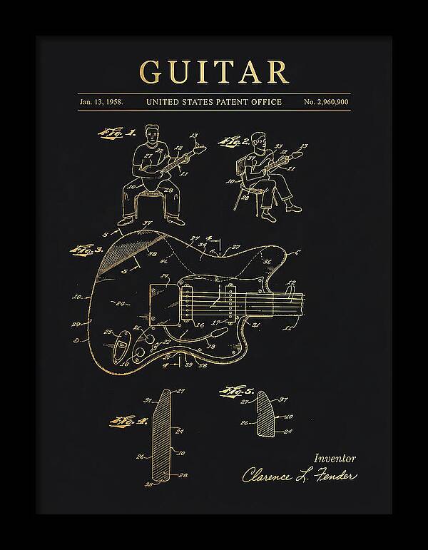 Guitar Fender Jazzmaster Gold Patent Us2960900a