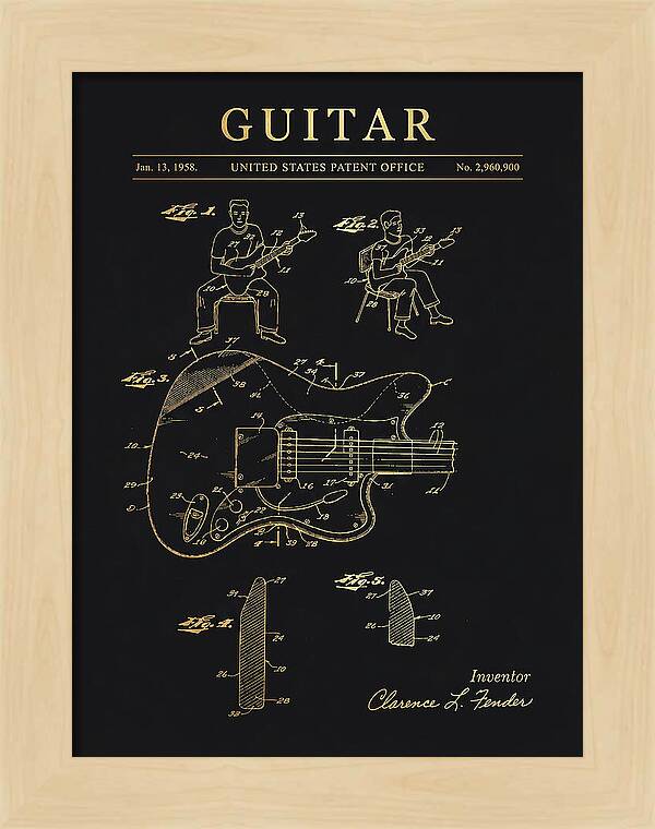 Guitar Fender Jazzmaster Gold Patent Us2960900a