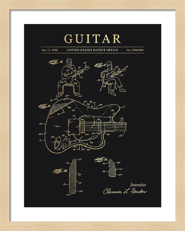 Guitar Fender Jazzmaster Gold Patent Us2960900a