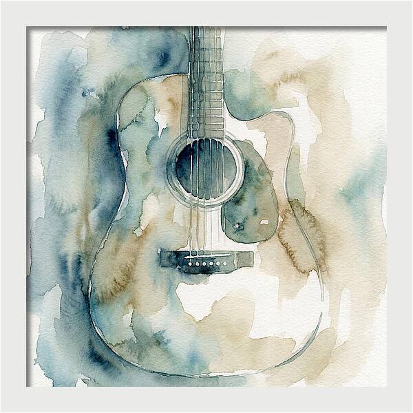 Guitar In Watercolor Hues