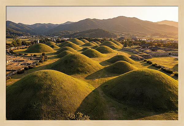 Gyeongju Royal Tombs At Golden Hour