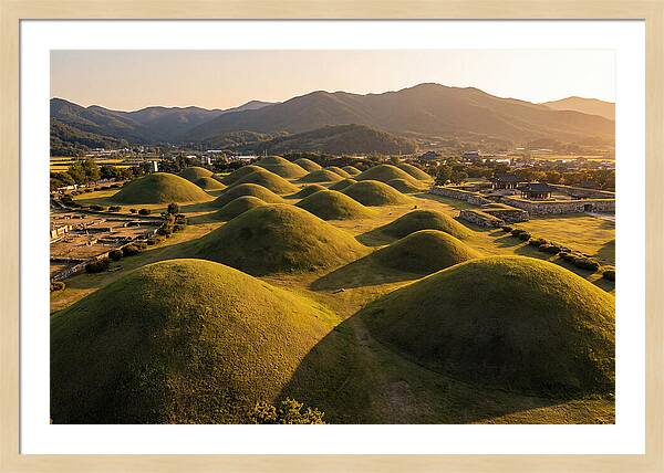 Gyeongju Royal Tombs At Golden Hour