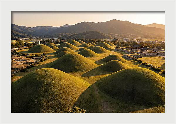 Gyeongju Royal Tombs At Golden Hour