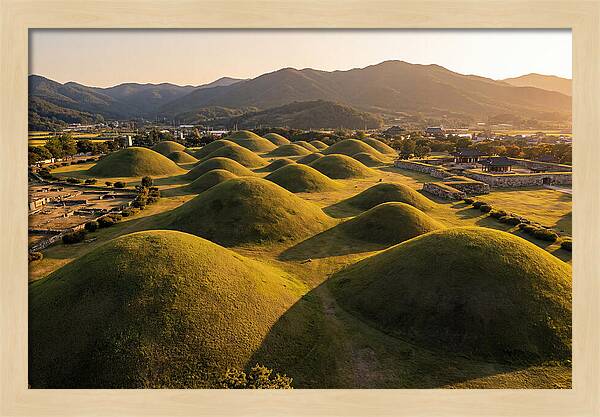 Gyeongju Royal Tombs At Golden Hour