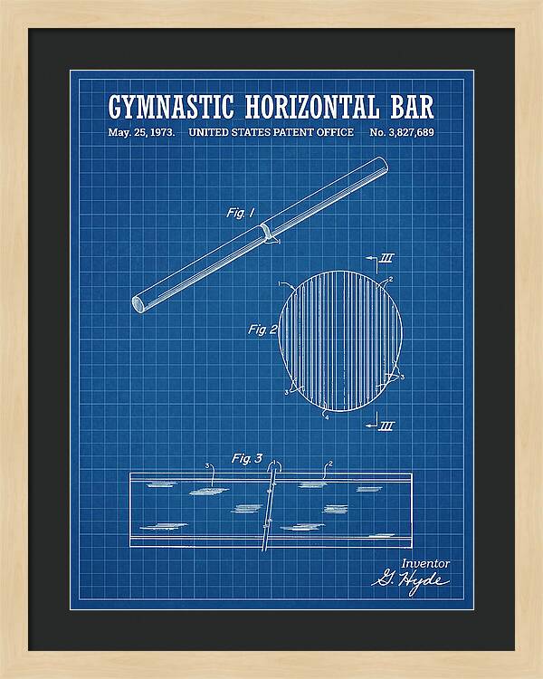 Gymnastic Horizontal Bar Blueprint Patent Us3827689a