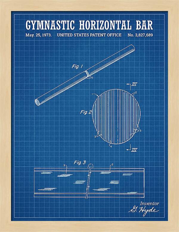 Gymnastic Horizontal Bar Blueprint Patent Us3827689a
