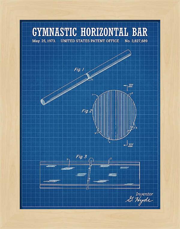Gymnastic Horizontal Bar Blueprint Patent Us3827689a