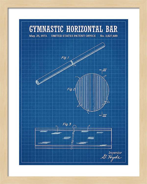 Gymnastic Horizontal Bar Blueprint Patent Us3827689a