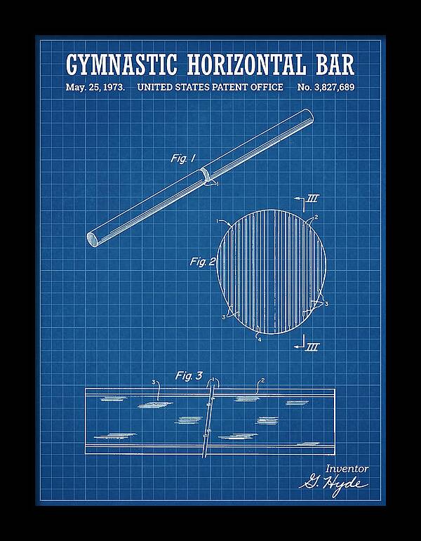 Gymnastic Horizontal Bar Blueprint Patent Us3827689a