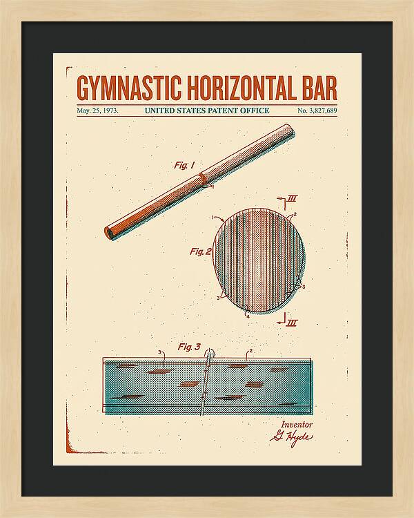 Gymnastic Horizontal Bar Retro Patent Us3827689a