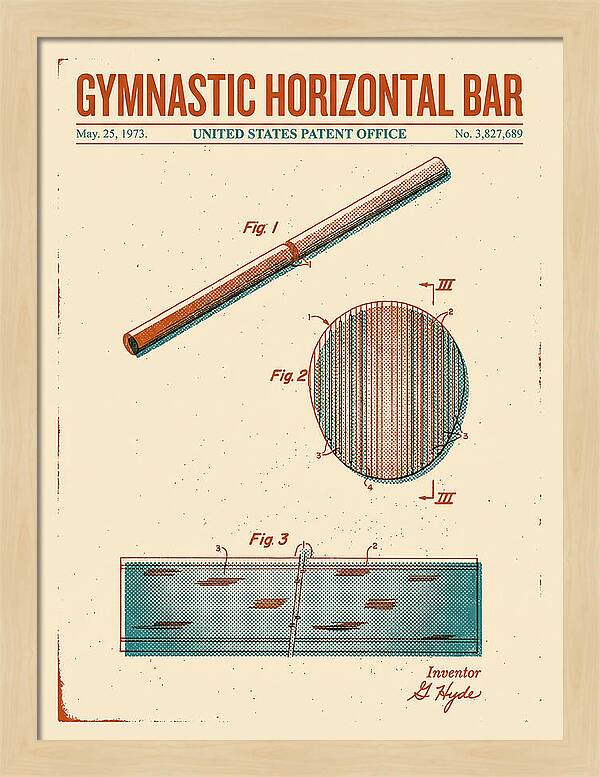 Gymnastic Horizontal Bar Retro Patent Us3827689a