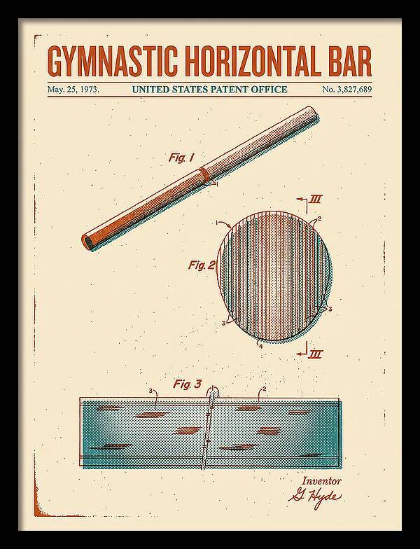 Gymnastic Horizontal Bar Retro Patent Us3827689a