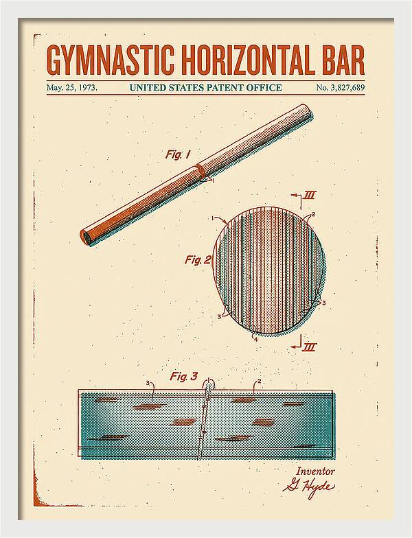Gymnastic Horizontal Bar Retro Patent Us3827689a
