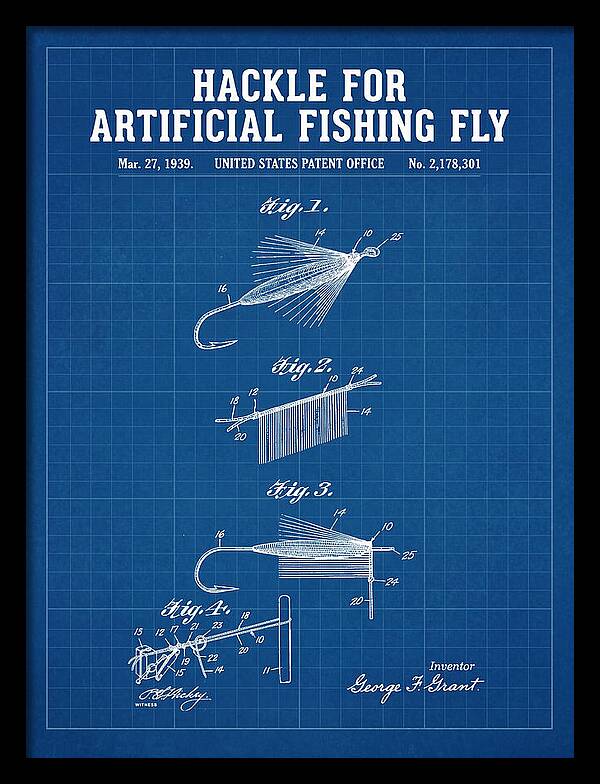 Hackle For Artificial Fishing Fly Blueprint Patent Us2178301a