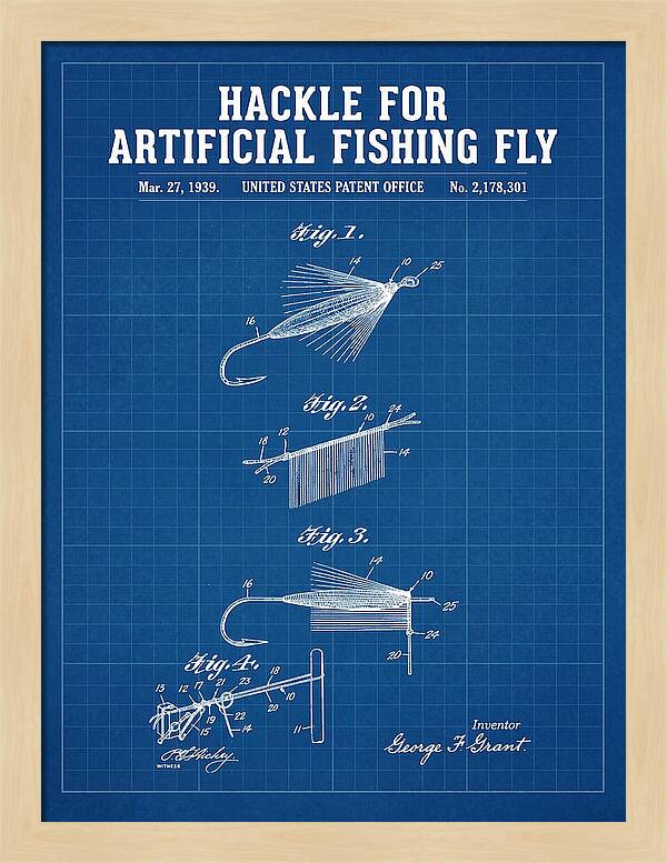 Hackle For Artificial Fishing Fly Blueprint Patent Us2178301a