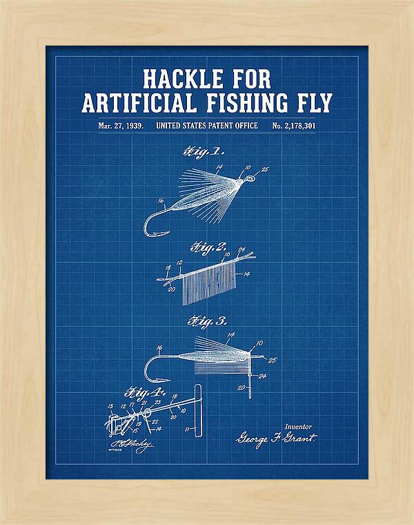 Hackle For Artificial Fishing Fly Blueprint Patent Us2178301a