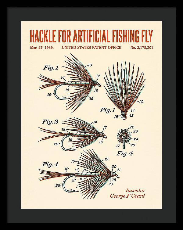 Hackle For Artificial Fishing Fly Retro Patent Us2178301a