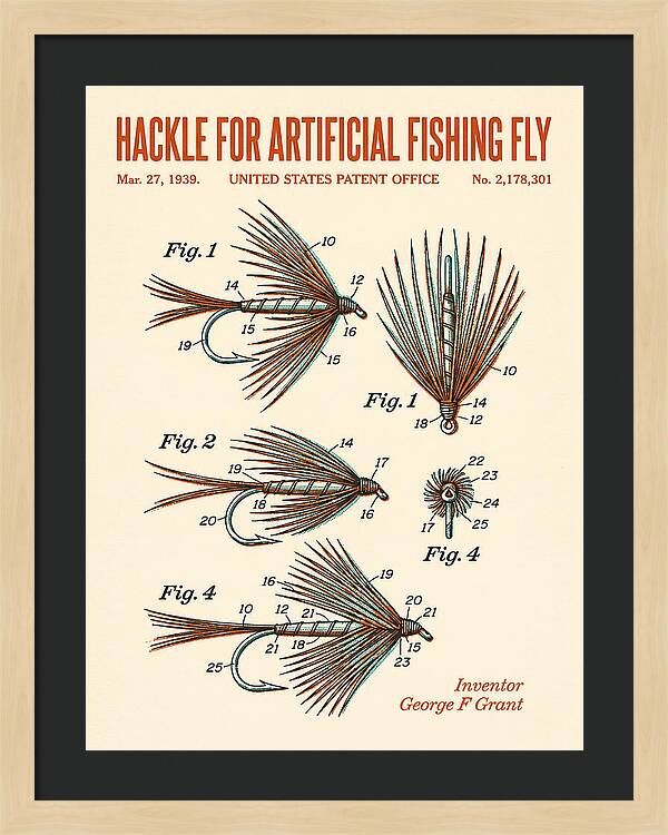 Hackle For Artificial Fishing Fly Retro Patent Us2178301a