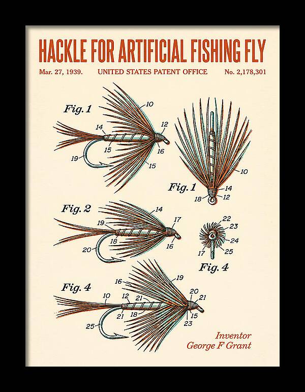 Hackle For Artificial Fishing Fly Retro Patent Us2178301a